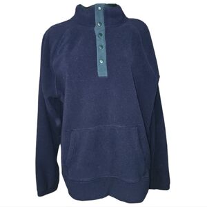 America Eagle Fleece Sweater Vintage 90s Pull Over Jacket 1/4 Snap Blue Men's